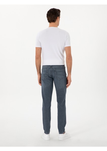 Erkek Koyu Lacivert Slim Fit Pamuklu Jean Pantolon 50298879-VR100 fırsatları