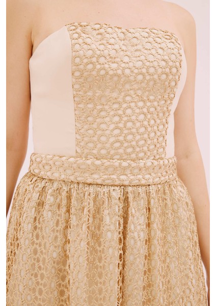 Straplez Mini Elbise Gold Y1511334_076 fırsatları