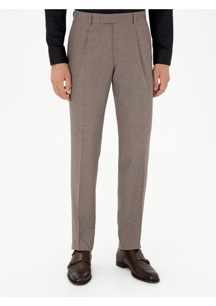 Erkek Vizon Slim Fit Kumaş Pantolon 50293330-VR052