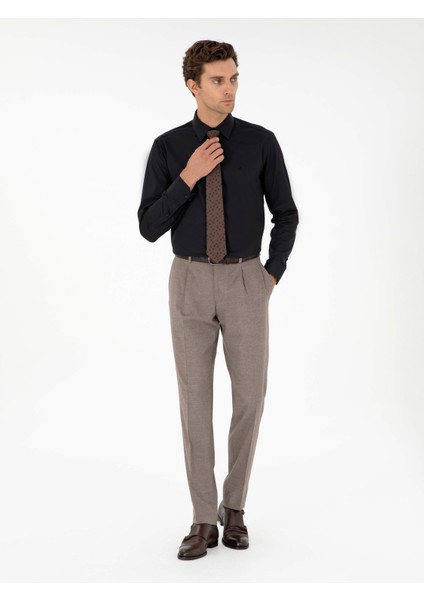 Erkek Vizon Slim Fit Kumaş Pantolon 50293330-VR052