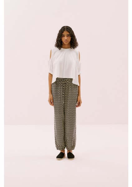 Cut Out Detaylı Karpuz Kol T-Shirt Ekru Y2523835_049 modelleri