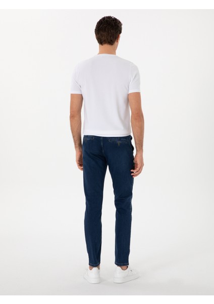 Erkek Lacivert Slim Fit Pamuk Karışımlı Jean Pantolon 50298884-VR033 fırsatları
