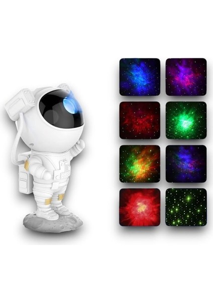 Astronot Projektör Gece Lambası | Bluetooth Hoparlörlü, Nebula & Yıldız Efekti