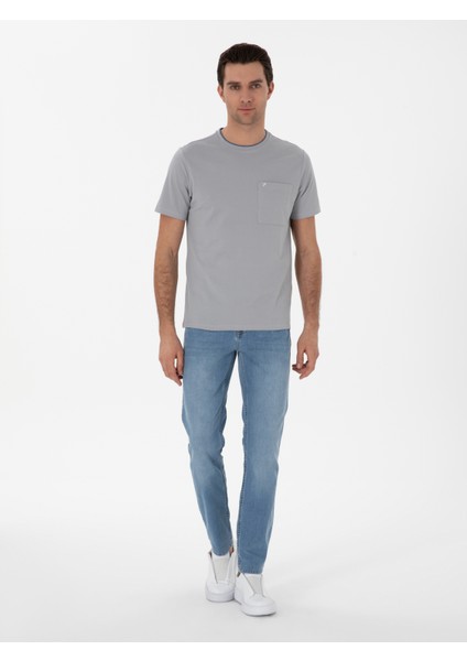 Erkek Açık Mavi Slim Fit Pamuk Karışımlı Jean Pantolon 50298866-VR003