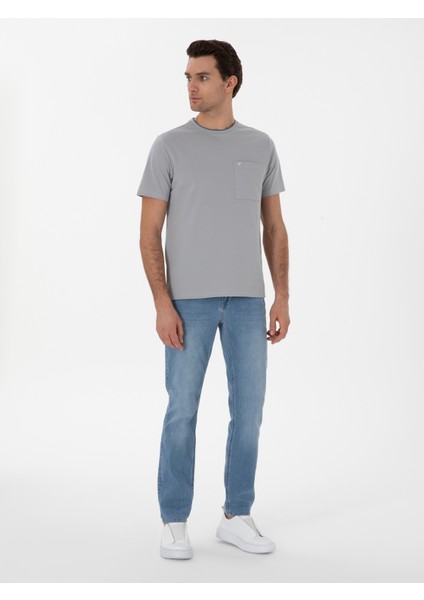 Erkek Açık Mavi Slim Fit Pamuk Karışımlı Jean Pantolon 50298866-VR003