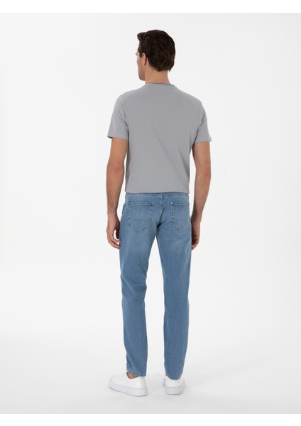 Erkek Açık Mavi Slim Fit Pamuk Karışımlı Jean Pantolon 50298866-VR003