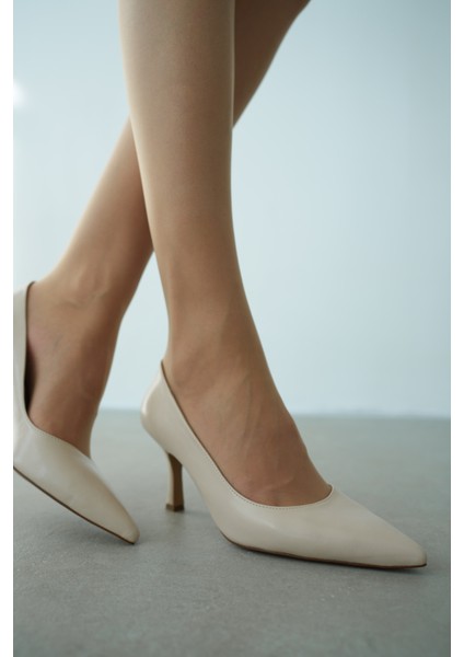 Riley Sivri Burun Kadın Stiletto- Ekru