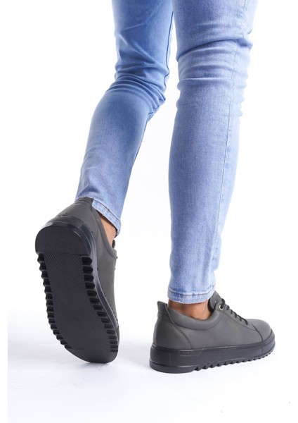 ET152 Cool Bağcıklı Cilt Erkek Günlük Spor Klasik Ayakkabı St - Füme modelleri