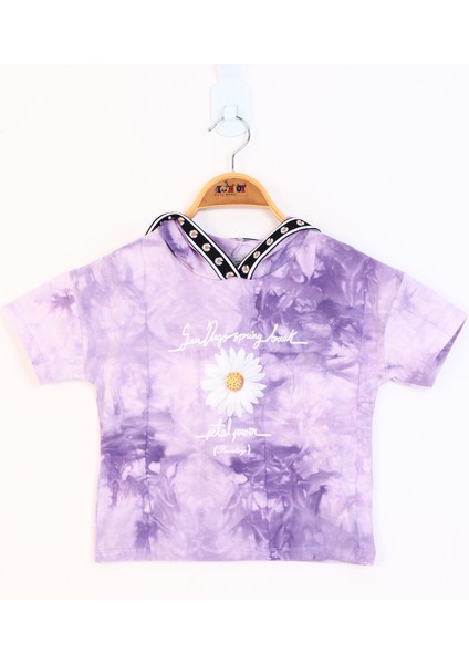 Kız Çocuk Batik Desenli Papatya Baskılı Tişört