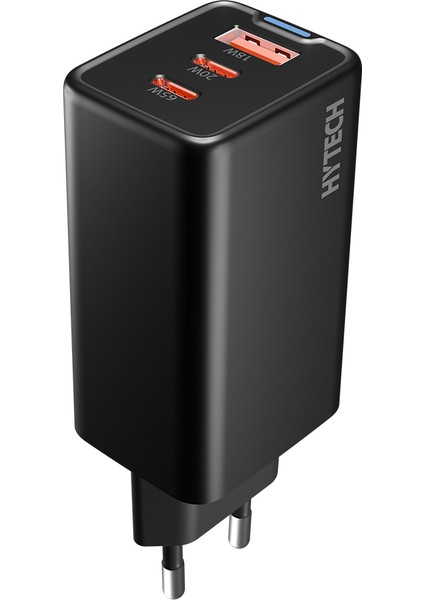 HY-XEG65 2*usb-C + Usb-A Gan Pd 65W / Qc 18W Type Gan Pd/pps Siyah Ev/notebook Şarj Adaptör
