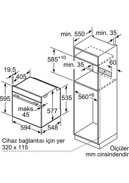 HJ852GYN0T 76 Lt Gri Ankastre Fırın