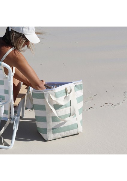 - Hafif Soğutucu Tote Çanta Yeşil Çizgili