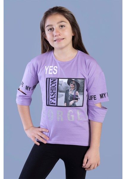 Kız Çocuk Kolları Kesik Detaylı Baskılı Tişört fiyatları