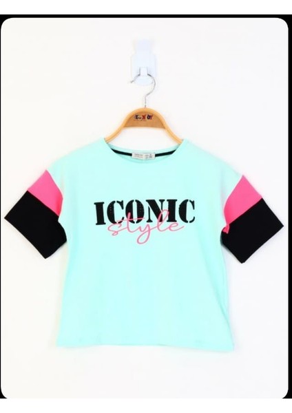 Kız Çocuk Garni Detaylı Baskılı Tişört