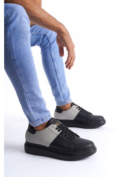 ET151 Boost Bağcıklı Cilt Süet Erkek Günlük Sneaker Ayakkabı St - Siyah/gri