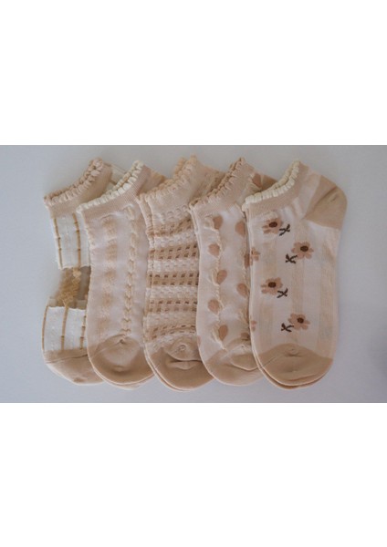 Kabartmalı Desenli Lastikli Bilek Çorap 10 Adet