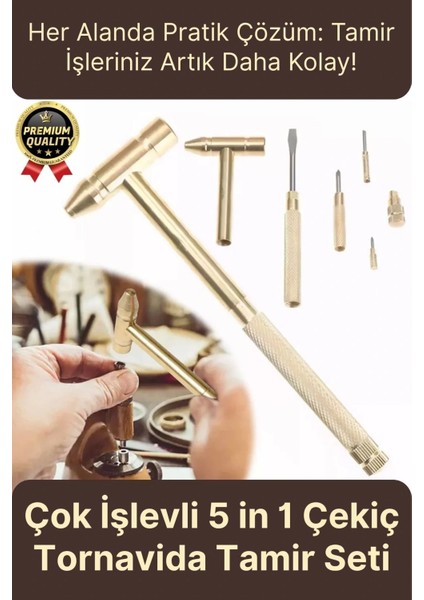 Çok Işlevli Kompakt Telefon Mücevher Kuyumcu Araba Iş Ev Onarım 5 In 1 Çekiç Tornavida Tamir Seti