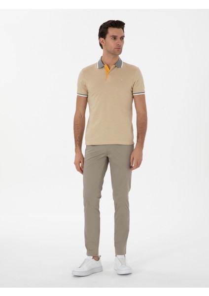 Erkek Yeşil Slim Fit Pamuk Karışımlı Kanvas Pantolon 50298899-VR054