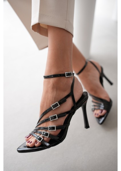 Zista Beş Bantlı Bilekten Bağlamalı Stiletto- Siyah
