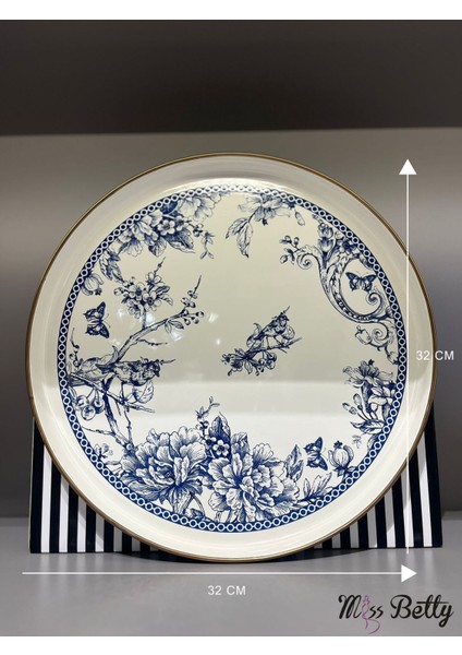Mıss Betty 8324 Blue Lıfe Emaye Tepsı 32 cm fiyatları