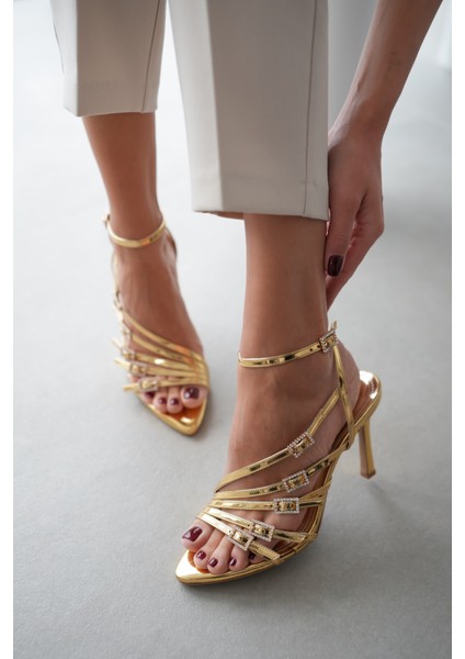Zista Beş Bantlı Bilekten Bağlamalı Stiletto- Gold fiyatları