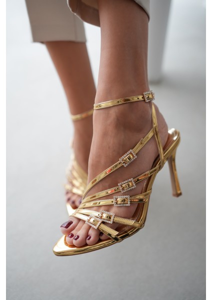 Zista Beş Bantlı Bilekten Bağlamalı Stiletto- Gold modelleri