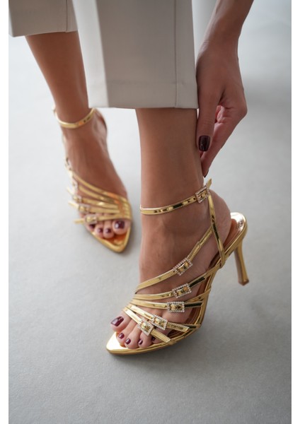 Zista Beş Bantlı Bilekten Bağlamalı Stiletto- Gold fırsatları