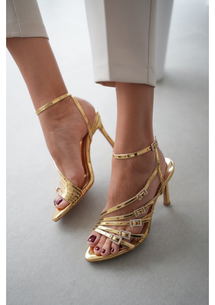 Zista Beş Bantlı Bilekten Bağlamalı Stiletto- Gold indirimleri