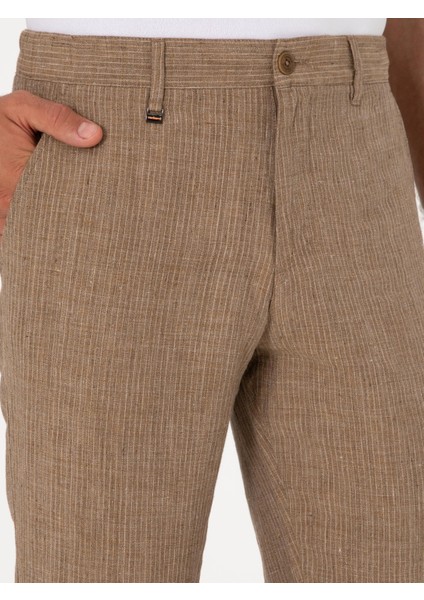 Erkek Açık Kahverengi Carrot Fit Beli Lastikli %100 Keten Spor Pantolon 50298913-VR002 indirimleri