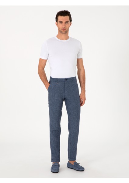Erkek Indigo Carrot Fit Beli Lastikli %100 Keten Spor Pantolon 50298913-VR028 modelleri