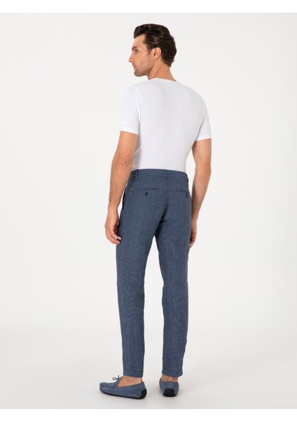 Erkek Indigo Carrot Fit Beli Lastikli %100 Keten Spor Pantolon 50298913-VR028 fırsatları