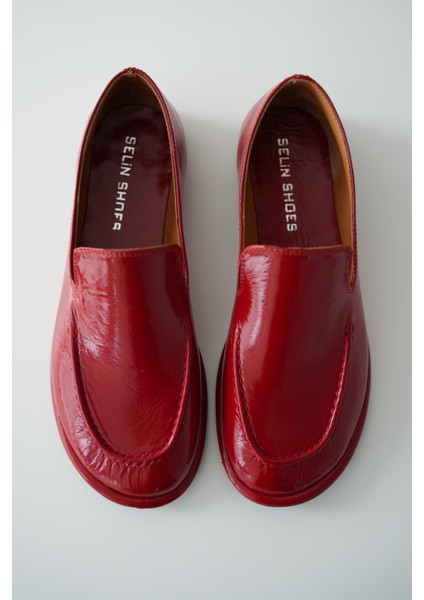 Cobie Hakiki Deri Kadın Loafer- Kırmızı