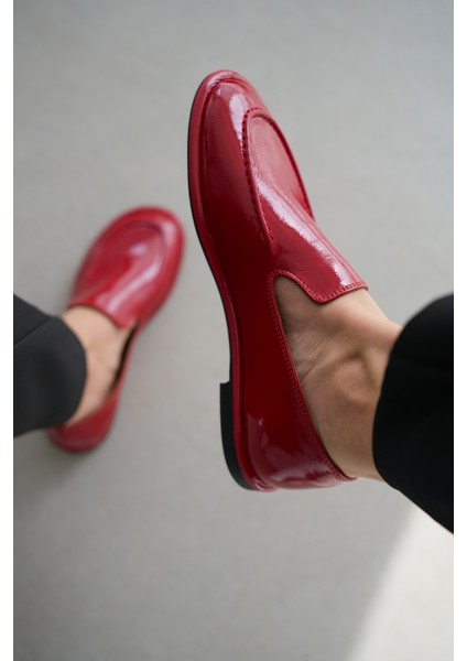 Cobie Hakiki Deri Kadın Loafer- Kırmızı