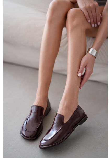 Cobie Hakiki Deri Kadın Loafer- Bordo Rugan modelleri