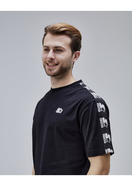 Eastwood Siyah Bisiklet Yaka Baskılı Oversize Erkek Tshirt