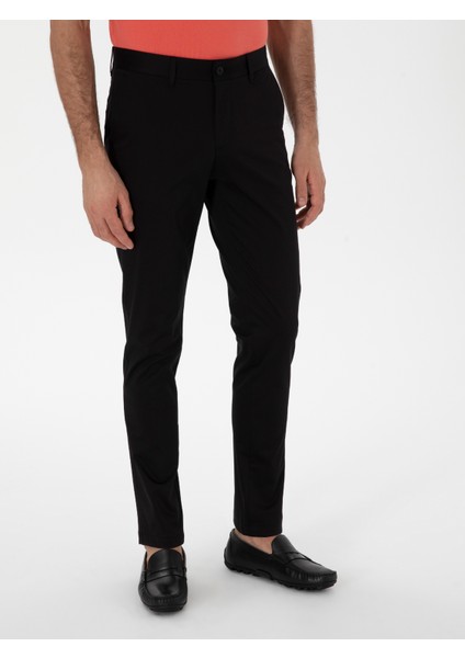 Erkek Siyah Slim Fit Pamuk Karışımlı Kanvas Pantolon 50298899-VR046 fiyatları
