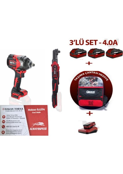 -Arm- 1/2 Şarjlı Cırcır JB120 1/2 Somun Sökme Sıkma 1100 Nm 810S