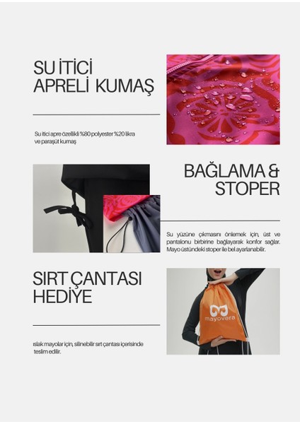 Dinamik Pembe Çiçek Paraşüt Mayo Takımı