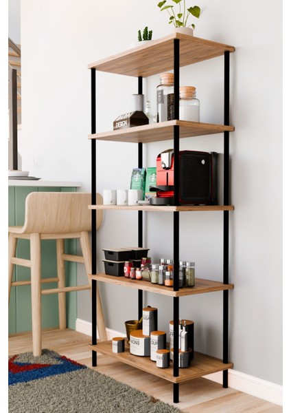 5 Raflı Çevir Kur Çok Amaçlı Raf Mutfak, Kiler, Ofis, Depo Kullanımına Uygun Açık Raflı Düzenleyici