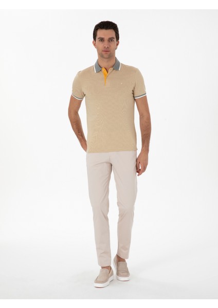 Erkek Bej Slim Fit Pamuk Karışımlı Kanvas Pantolon 50298899-VR011
