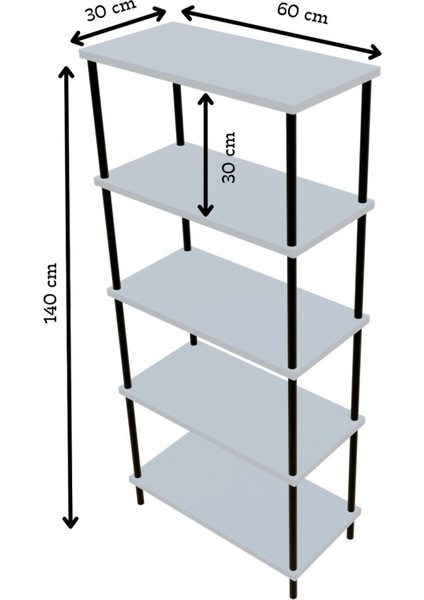 5 Raflı Çevir Kur Çok Amaçlı Raf Mutfak, Kiler, Ofis, Depo Kullanımına Uygun Açık Raflı Düzenleyici fırsatları