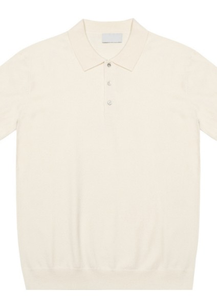 Erkek Beyaz Düğmeli Regular Fit Triko T-Shirt fırsatları