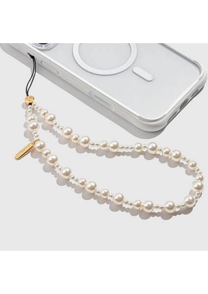 Pearl Serisi Inci Tasarımlı Telefon Askı Ipi 40CM Gold