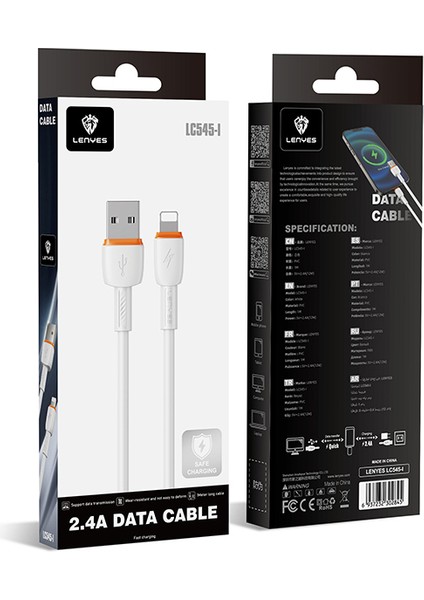 LC545 iPhone Lightning USB Kablo Hızlı Şarj Özellikli Data ve Şarj Kablosu 12W 1m Beyaz fiyatları