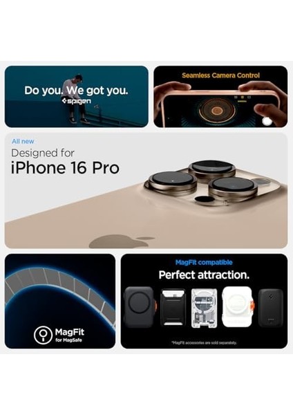 iPhone 16 Pro Kılıf Ultra Hybrid T Kamera Buton Korumalı Magfit Magsafe Özellikli Frost Rose Titanium ACS09071 modelleri