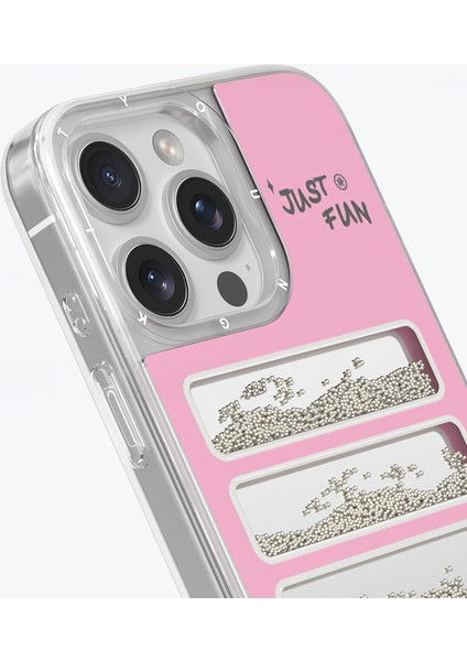 iPhone 16 Pro Max Kılıf Aynalı ve Boncuklu Tasarım Youngkit Jump Serisi Kapak Pembe