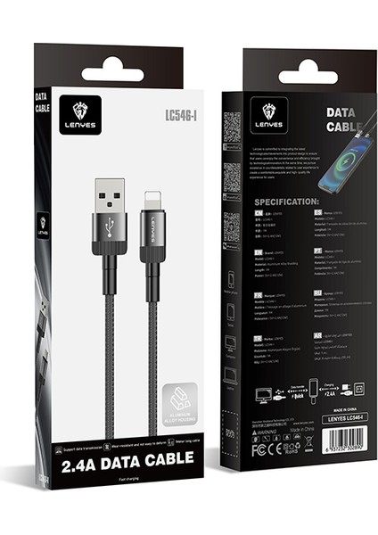 LC546 Usb-A To Lightning Hızlı Şarj Özellikli Data ve Şarj Kablosu 12W 1m Siyah indirimleri
