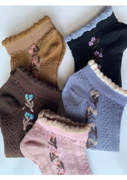 Çiçek Desenli Renkli Kenarlı Çorap 10 Adet fiyatları