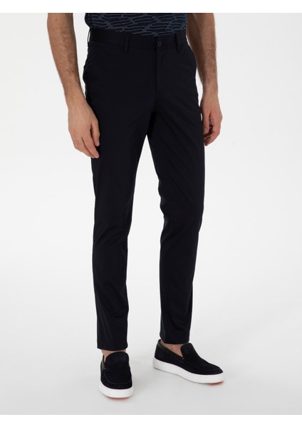 Erkek Lacivert Slim Fit Pamuk Karışımlı Kanvas Pantolon 50298899-VR033 fiyatları