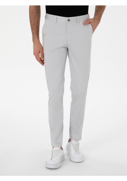 Erkek Açık Gri Slim Fit Pamuk Karışımlı Kanvas Pantolon 50298899-VR001 fırsatları